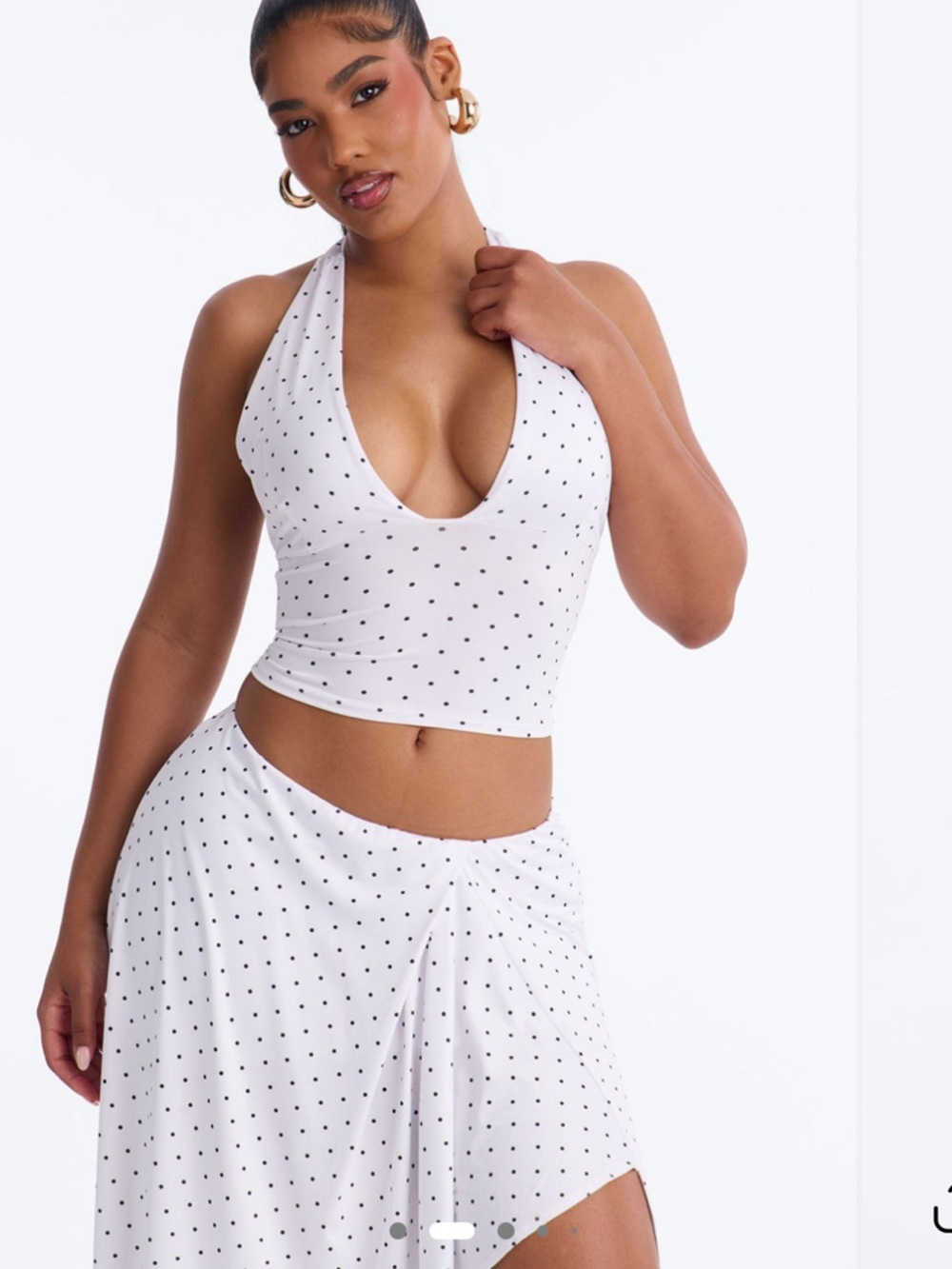 Fashion Nova White & Black Polka Dot Asymmetrical Skirt